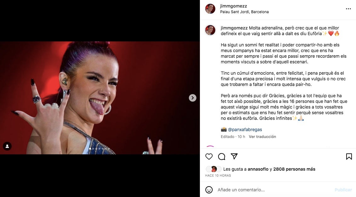 La Jim parla del concert al Palau Sant Jordi - Instagram