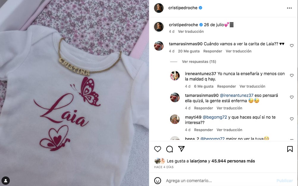 Molts seguidors li han preguntat si podran veure la cara de la nena - Instagram