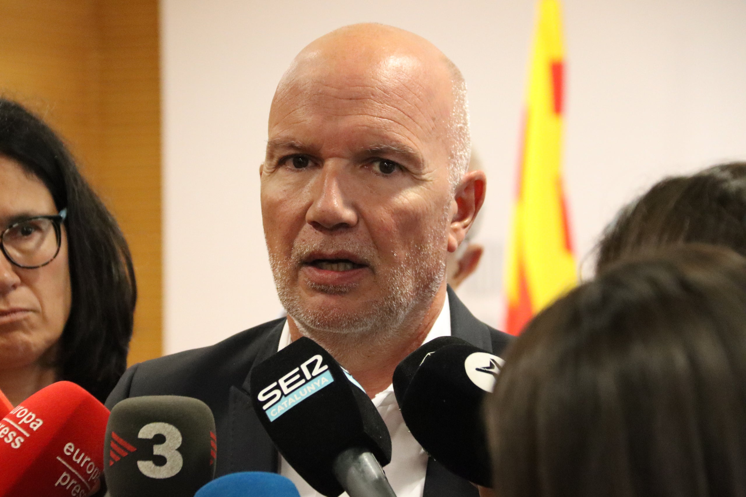 El conseller d'Acció Climàtica, Alimentació i Agenda Rural, David Mascort, en declaracions als mitjans de comunicació / ACN