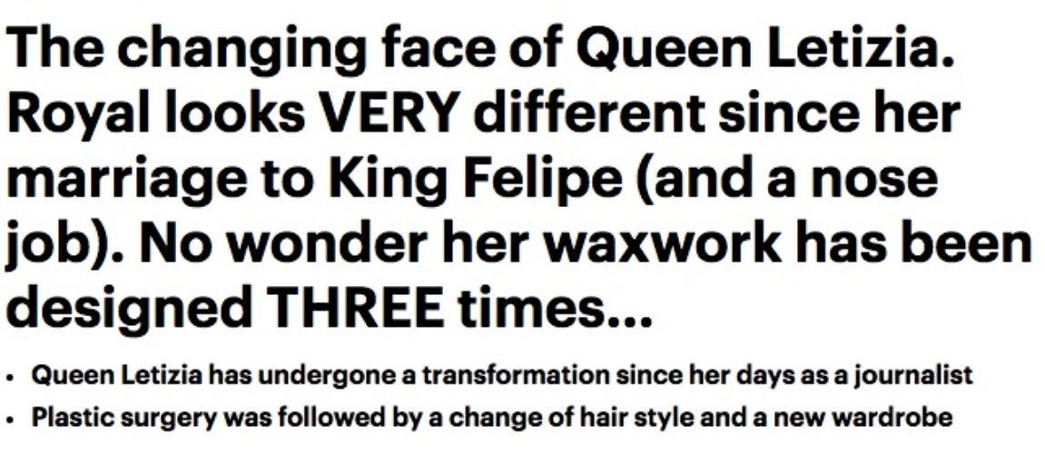 Lo Daily Mail habla de los cambios finósics de Letícia