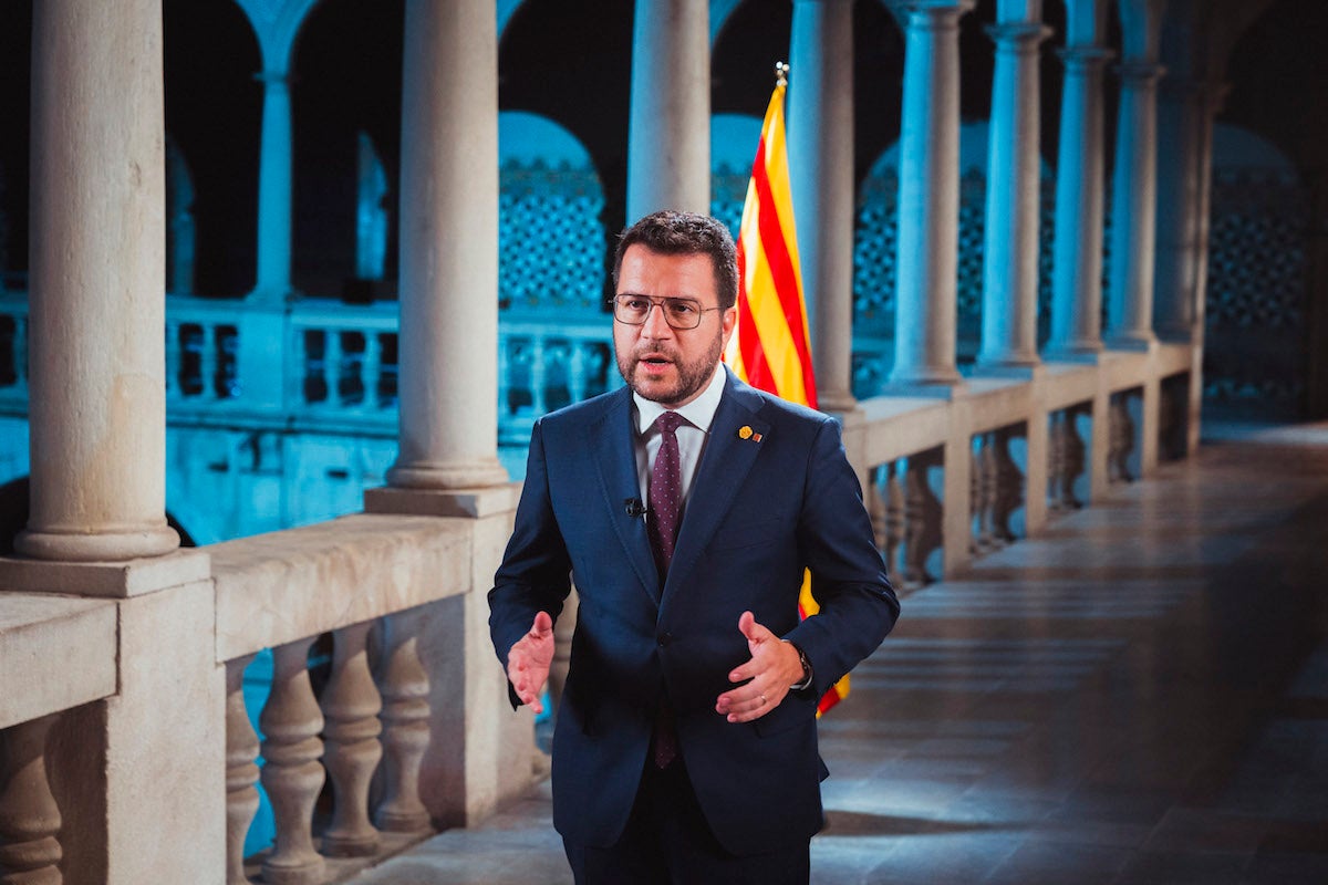 El president de la Generalitat, Pere Aragonès, durant el discurs institucional de la Diada 2023 / Govern