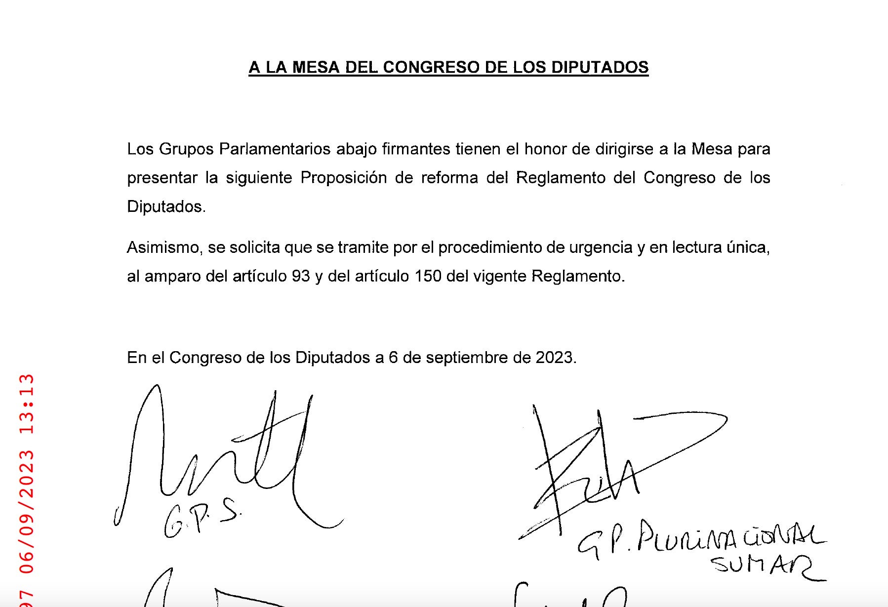 Part de l'escrit registrat al Congrés per poder utilitzar les llengües oficials/QS