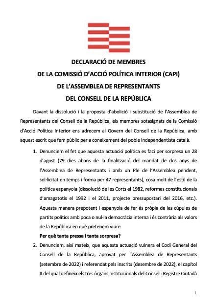 Parto del Comunicado de la CAPE contra la decisión de disolver el Parlamento al exilio