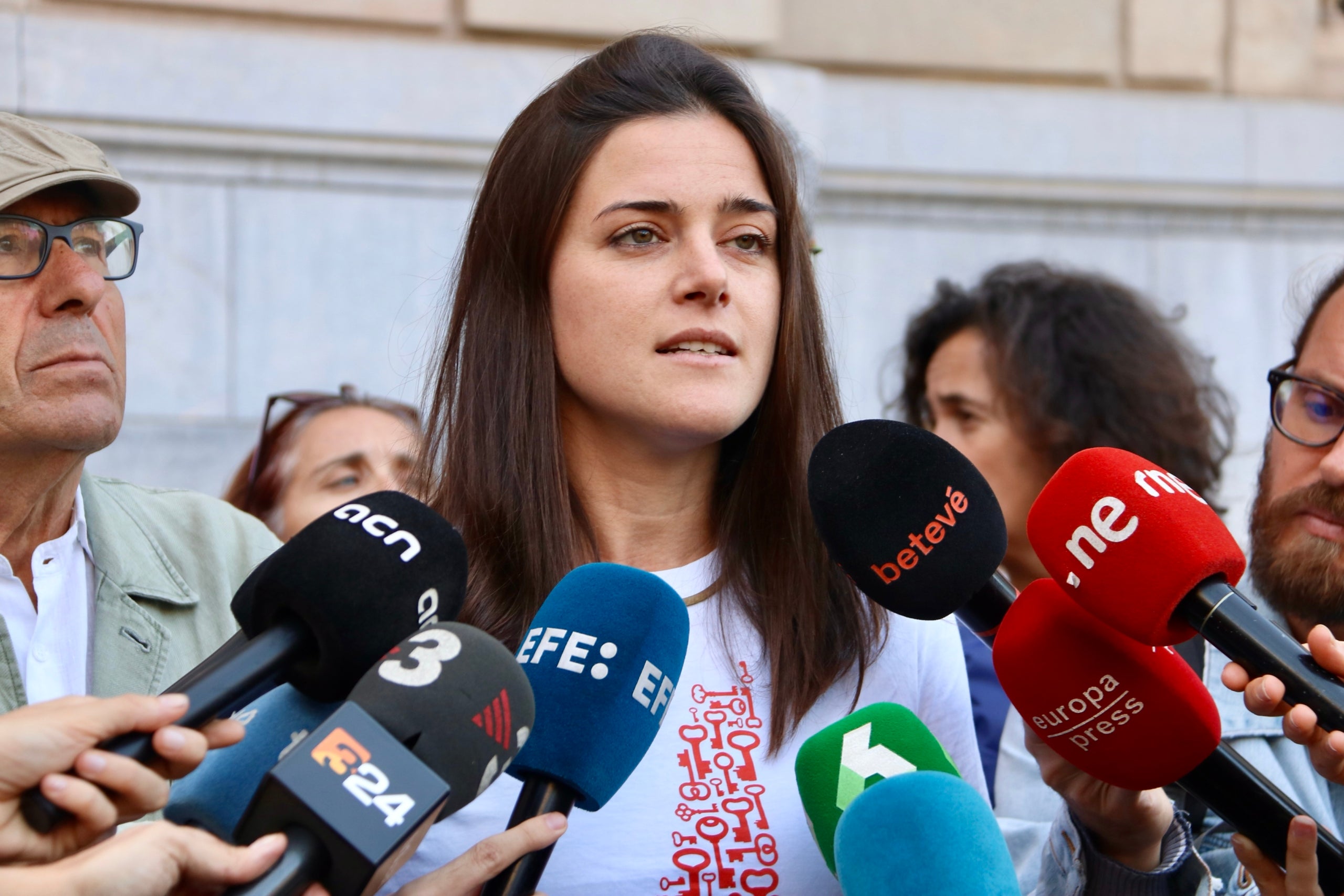 Alys Samson, de la coalició Prou Complicitat amb Israel, abans de la manifestació d'aquest dissabte / ACN