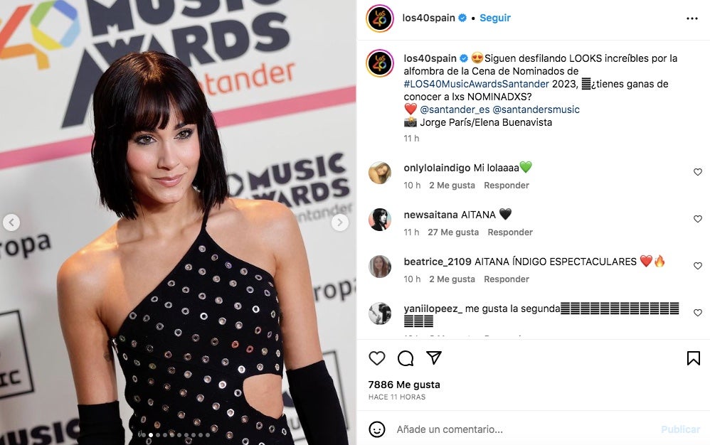 Aitana, a la alfombra roja de los premios de Los 40 - Instagram