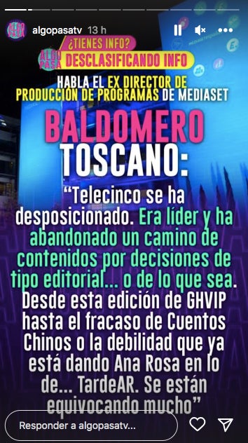 Crítiques en Telecinco desde dentro - Instagram