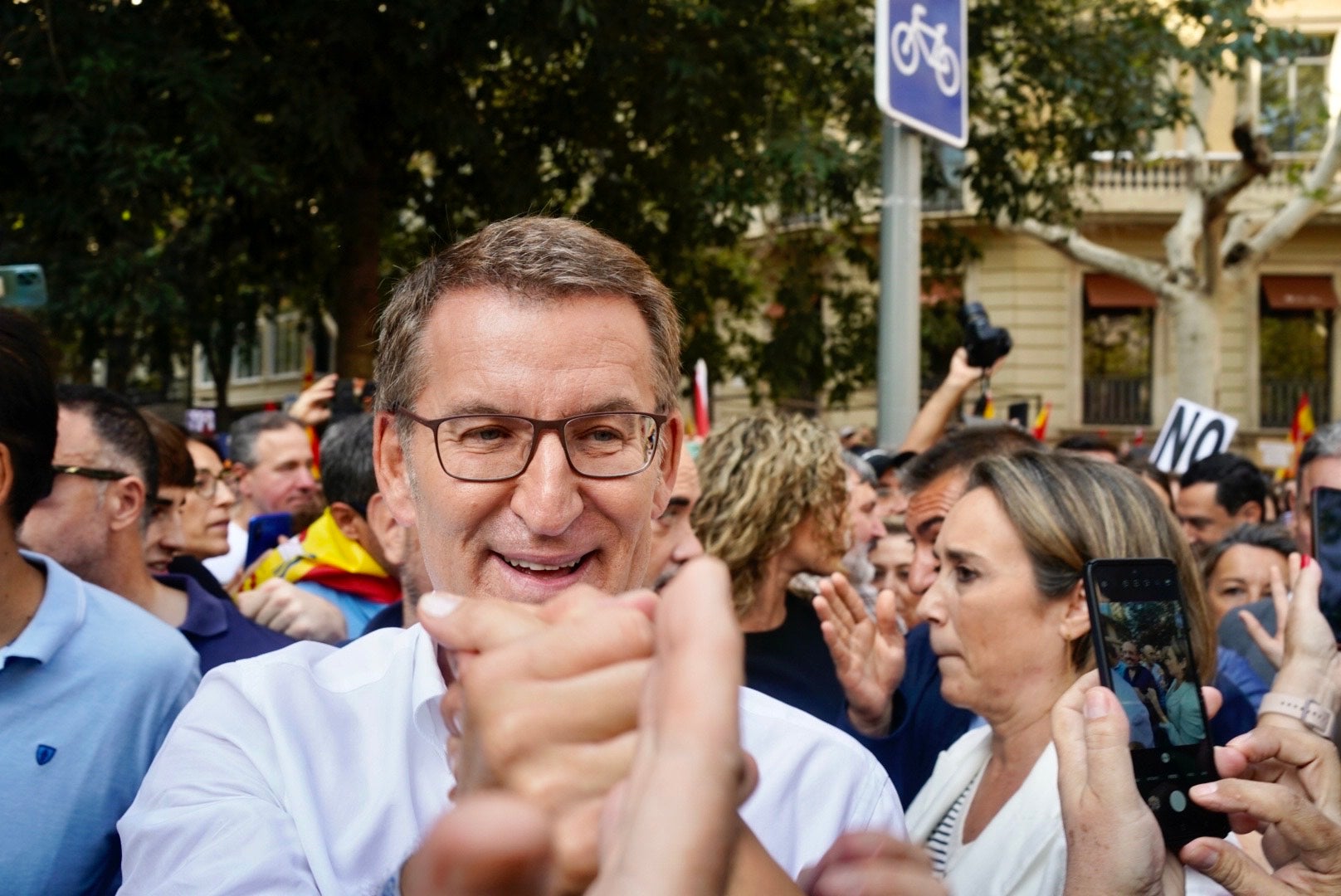 Alberto Núñez Feijóo a la manifestación españolista del 8 de octubre en Barcelona / Mireia Comas