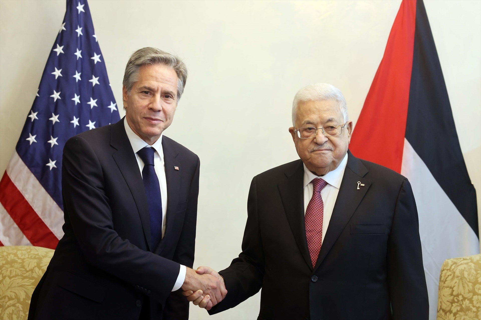 El secretari d'Estat Anthony Blinken reunit amb el president de l'Autoritat Nacional Palestina Mahmoud Abbas | Europa Press- Thaer Ghanayem - Office of the Palestinian President