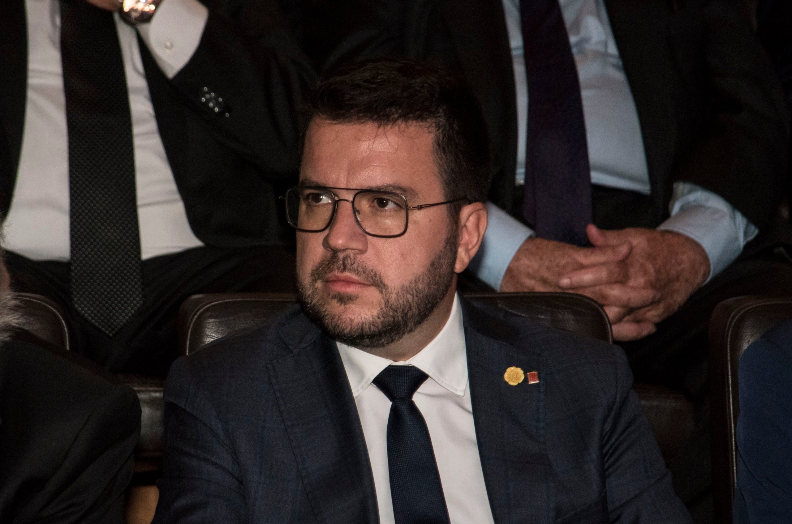 El president de la Generalitat, Pere Aragonès, durant l'entrega de premis de Foment del Treball / Alberto Paredes - Europa Press