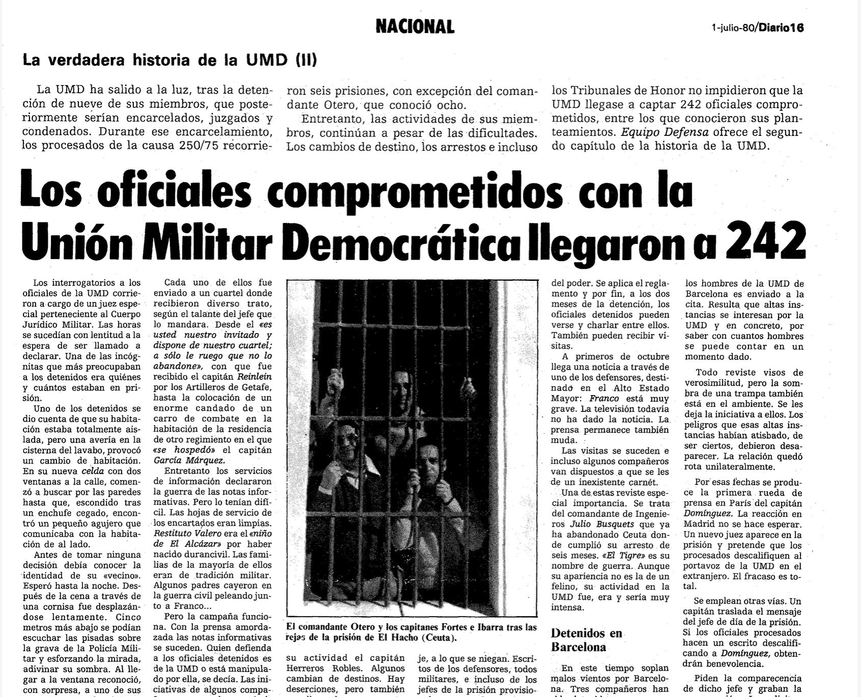 Una notícia de 1980 sobre la UMD a Diario 16/Arxiu Fundación Juan March