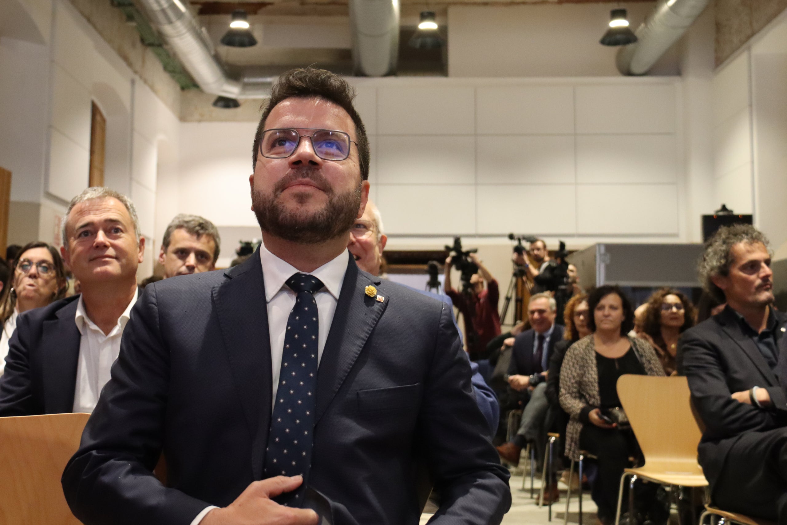 El president de la Generalitat, Pere Aragonès, en un acte sobre l'amnistia al Centre Cultural La Model / ACN

