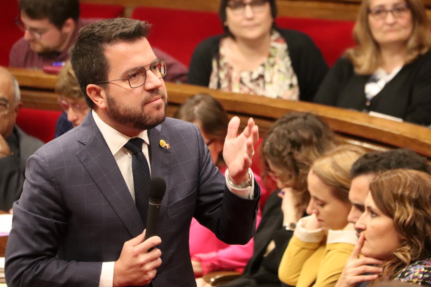 El president de la Generalitat, Pere Aragonès, intervé en la sessió de control al ple del Parlament / ACN