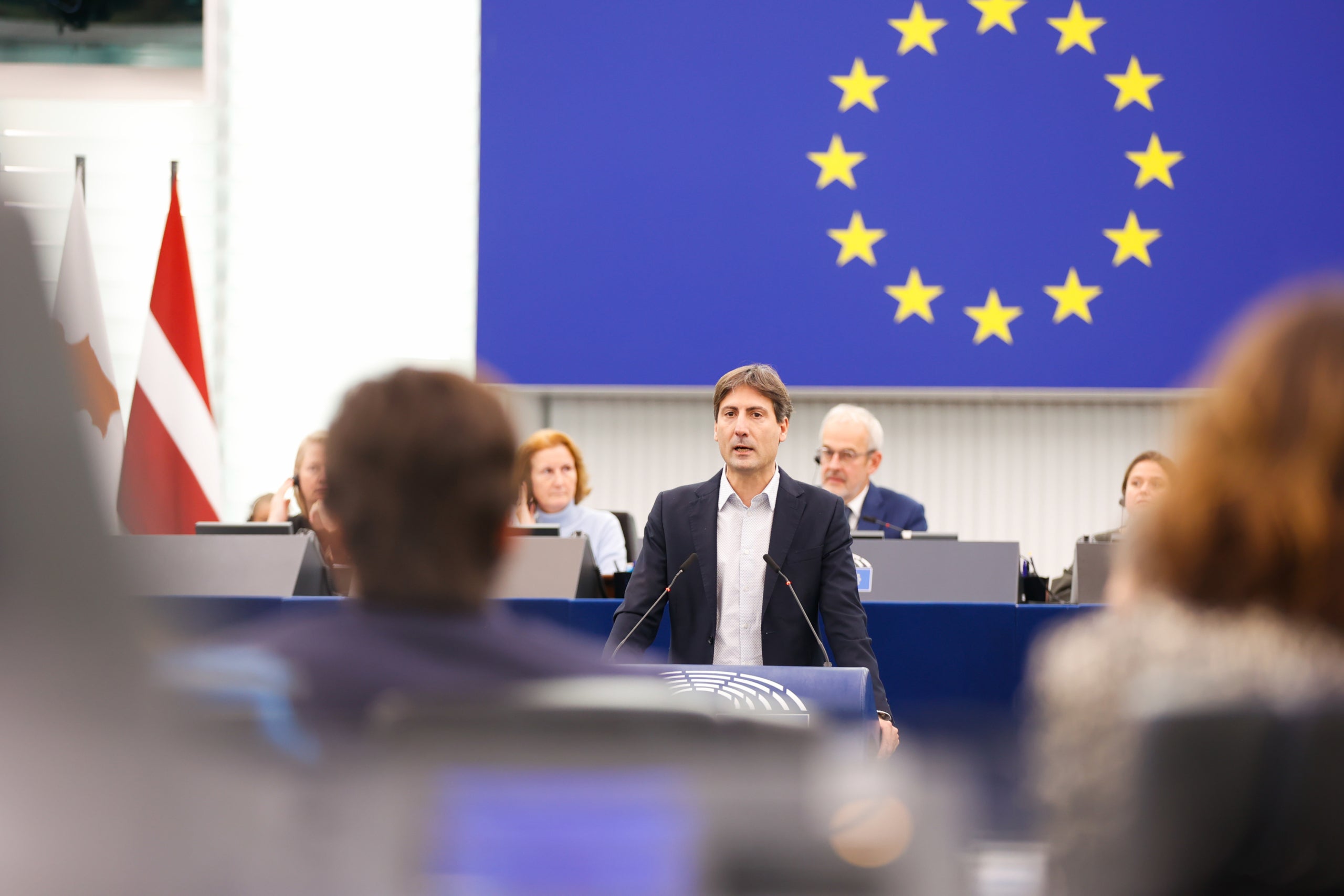 L'eurodiputat d'ERC, Jordi Solé, durant la seva intervenció al ple del Parlament Europeu d'Estrasburg durant el debat sobre l'estat de dret a Espanya / ACN