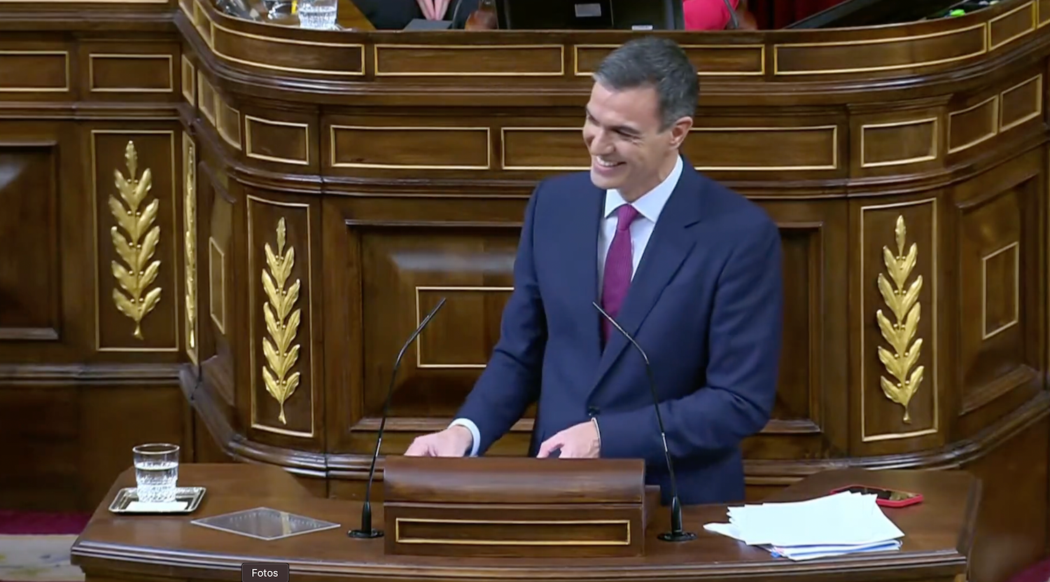 El president espanyol en funcions i candidat a la reelecció, Pedro Sánchez, durant el debat d'investidura / Europa Press