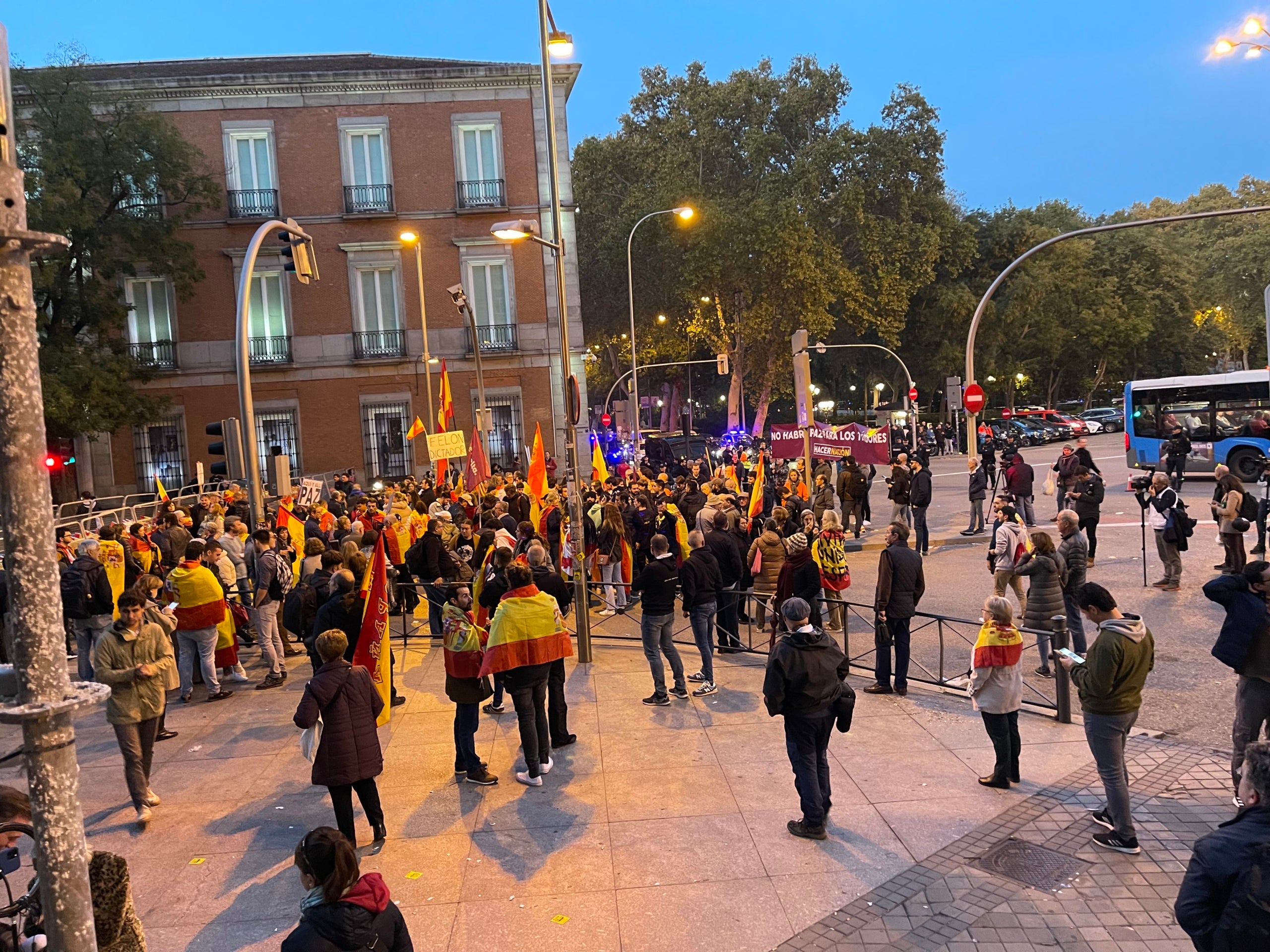 Vista general de los manifestantes durante la investidura a las puertas del Congreso/Quico Sallés