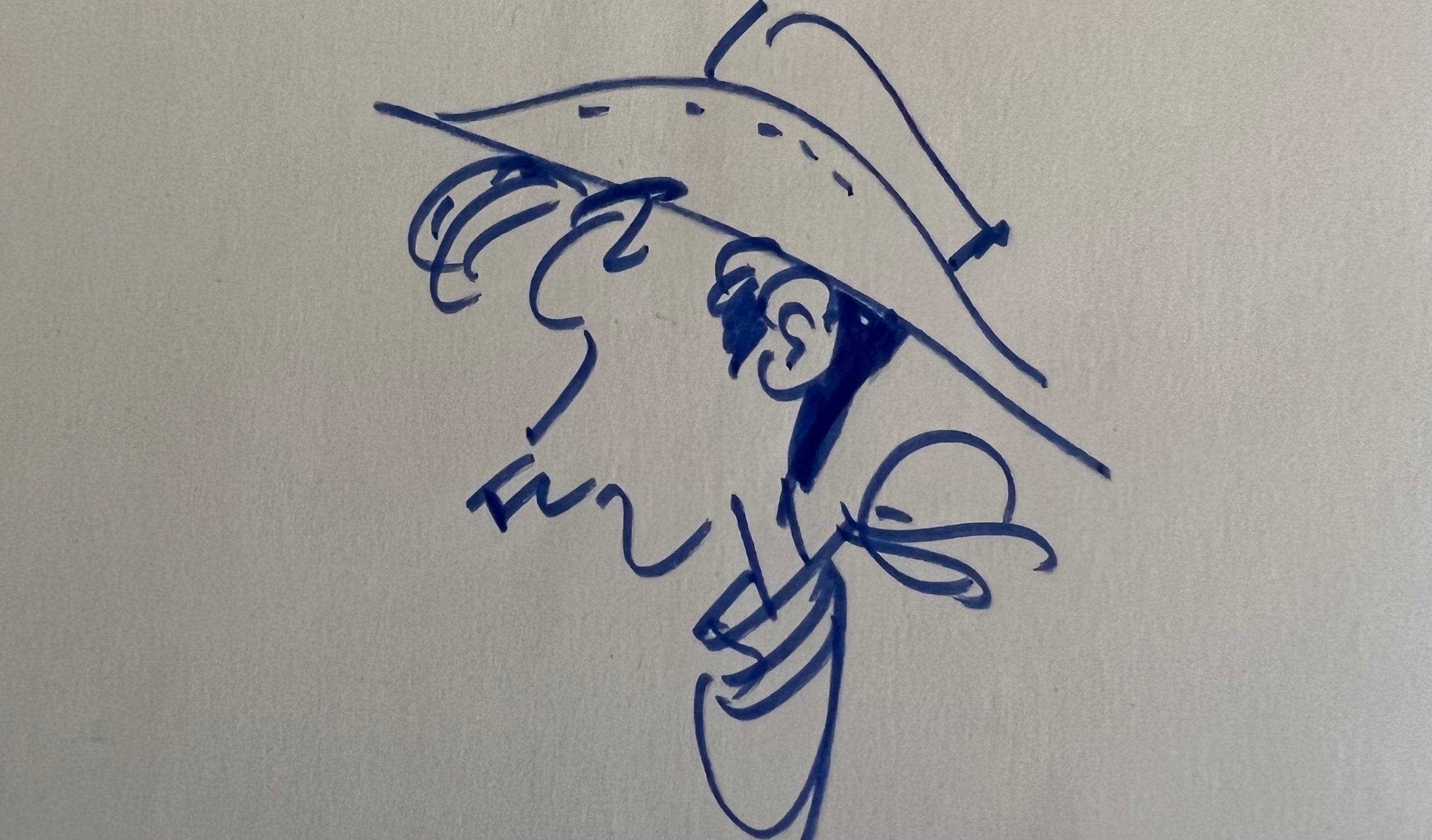 Lucky Luke, amb la cigarreta que va lluir fins el 1983. Dibuix de Morris fet al Saló del Còmic de Barcelona.