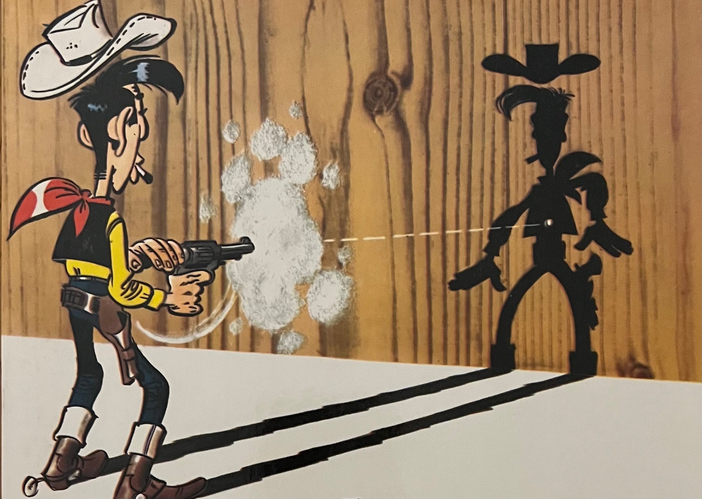 Lucky Lucke, l’home que dispara més ràpid que la seva ombra, una idea de René Goscinny.