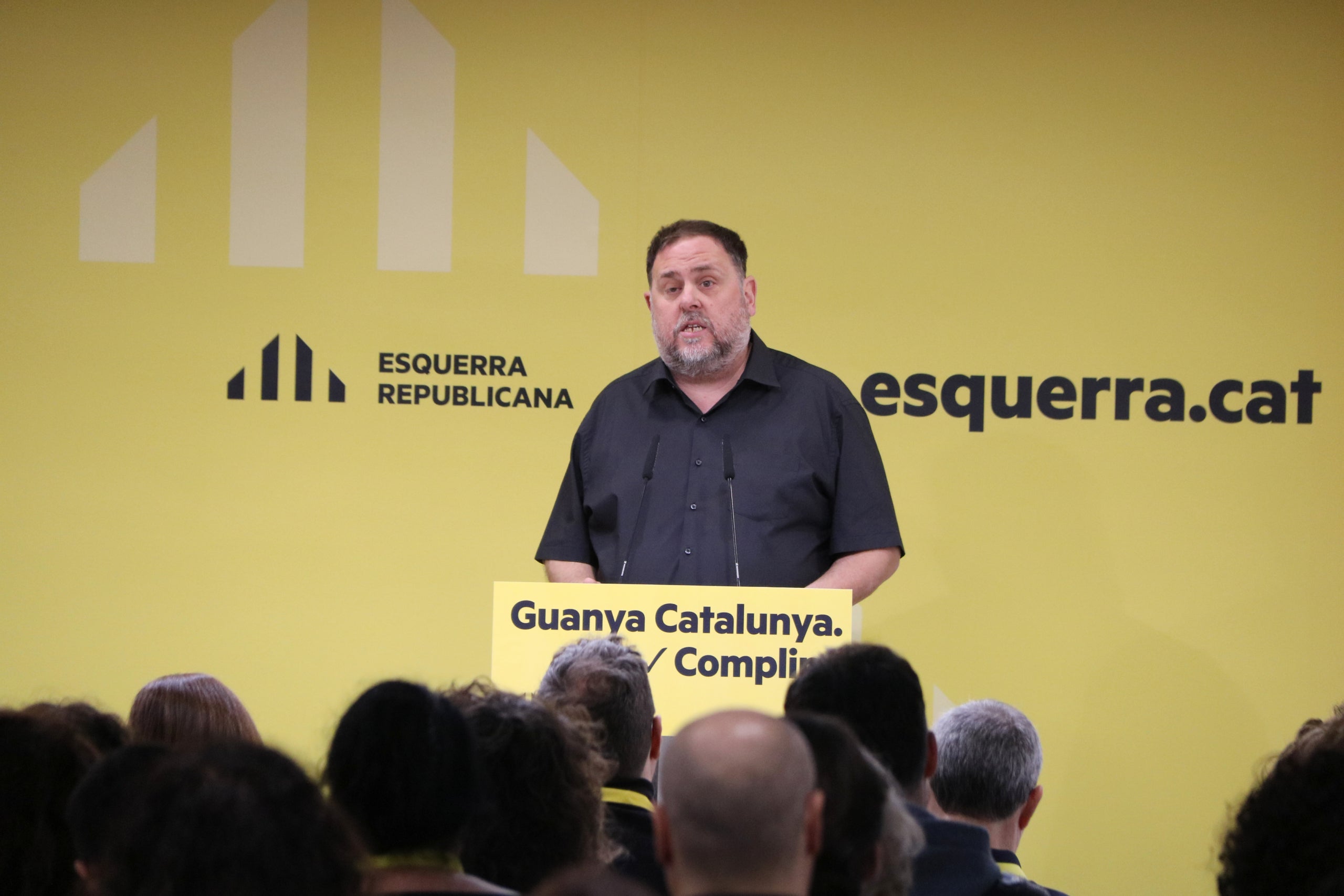 El president d'Esquerra Republicana de Catalunya Oriol Junqueras durant la seva intervenció al Consell Nacional del partit / ACN