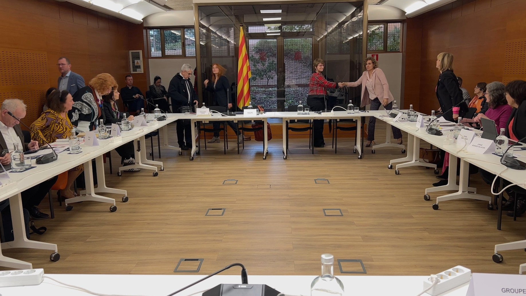 La consellera d'Educació, Anna Simó, es reuneix amb els eurodiputats que analitzen la immersió lingüística / ACN