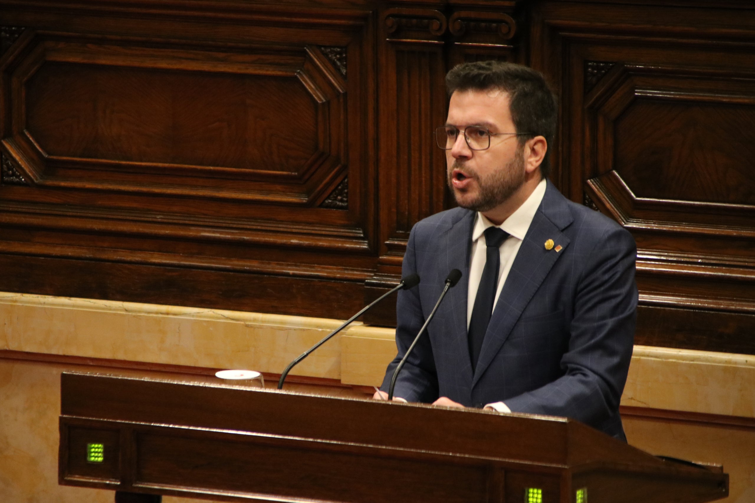 El president de la Generalitat, Pere Aragonès, al Parlament / ACN