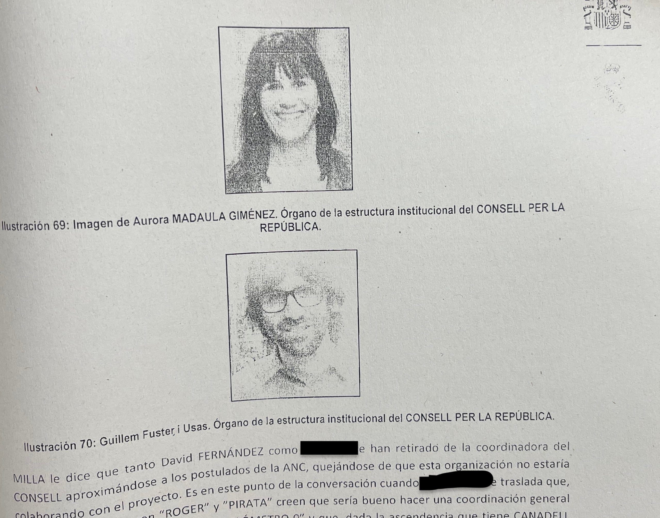 Fichas de la Guardia Civil de Aurora Madaula y Guillem Fuster incorporadas al sumario del Tsunami Democrático donde fueron investigados/Quico Sallés