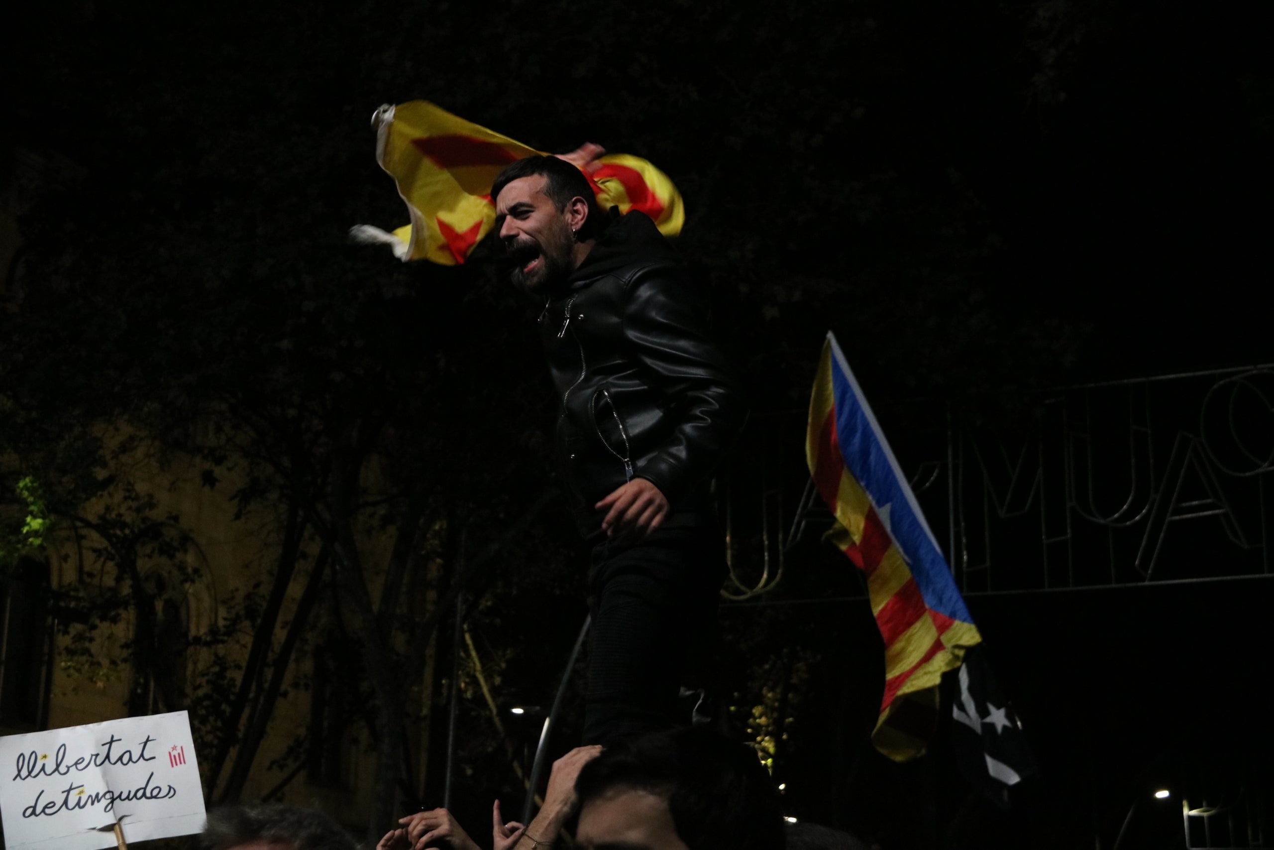 Imagen de un asistente al concierto con una estelada durante la jornada de refleixó del 9-N/ACN