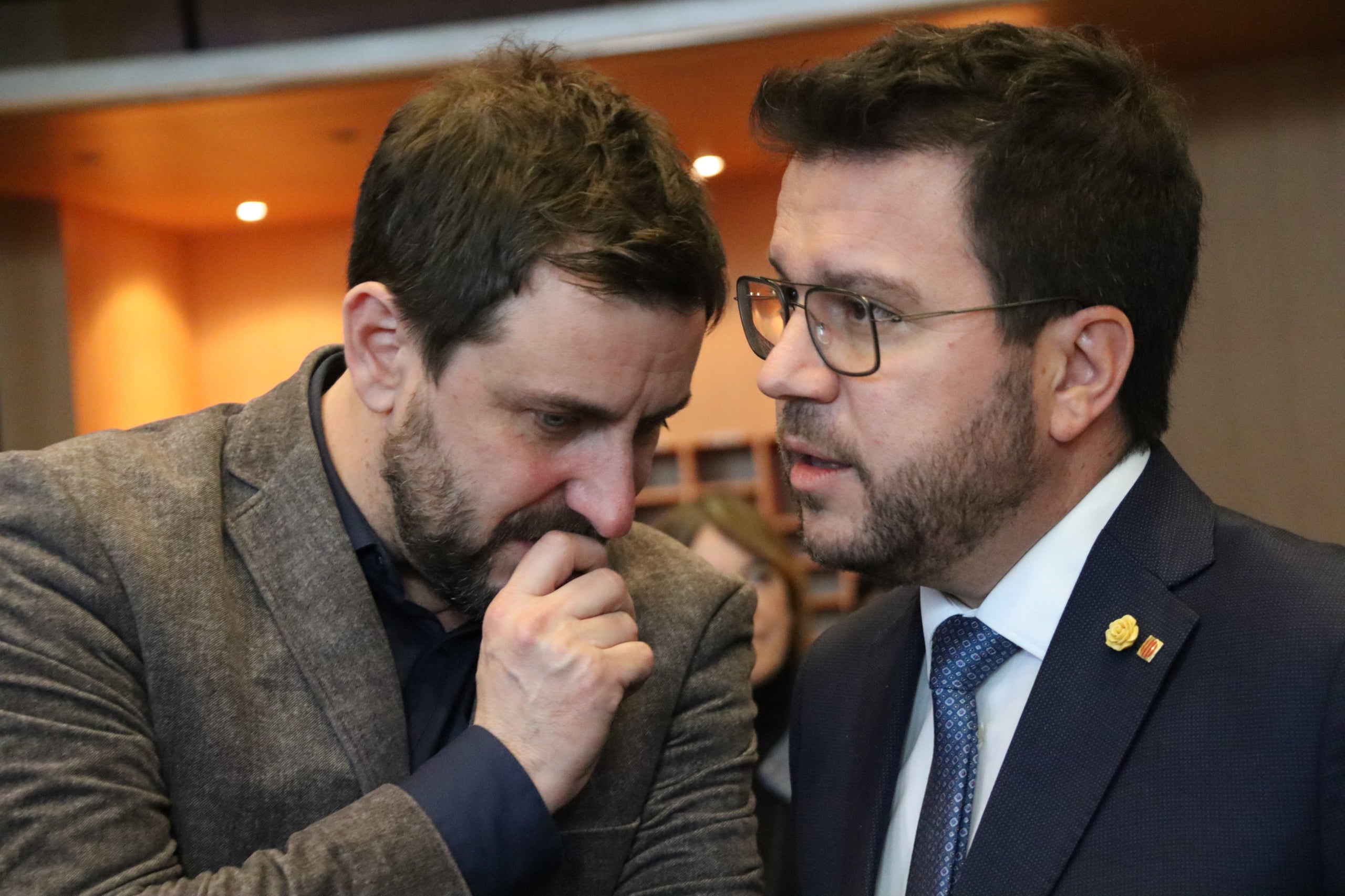 L'eurodiputat Toni Comín i el president del Govern Pere Aragonès / ACN