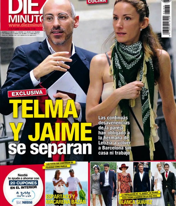 Telma Ortiz y Jaime del Burgo se separaron antes de que estallés la yescàndol - Diez Minutos
