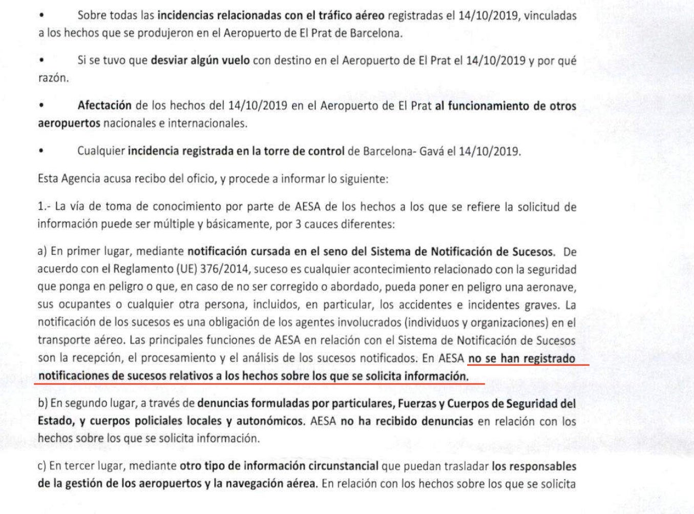 Parto del informe sobre la jornada de Aena el 14 de octubre de 2019