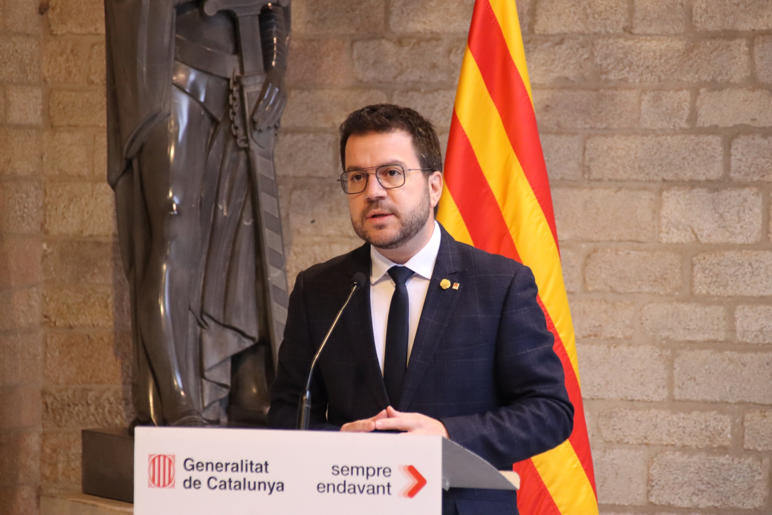 El president de la Generalitat, Pere Aragonès, atén els mitjans / ACN