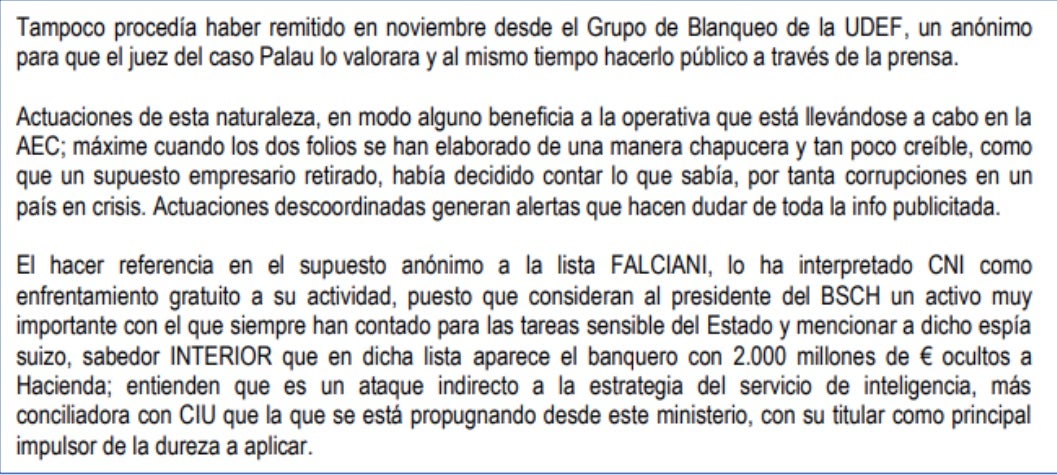 La part de la nota informativa del 29 de desembre on es fa rerferència a aquesta denúncia anònima