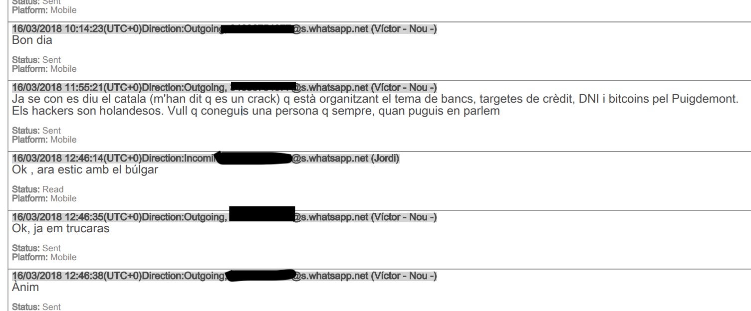 Xat amb què parlen d'uns hackers holandesos entre Tarradellas i Sardà Bonvehí/QS