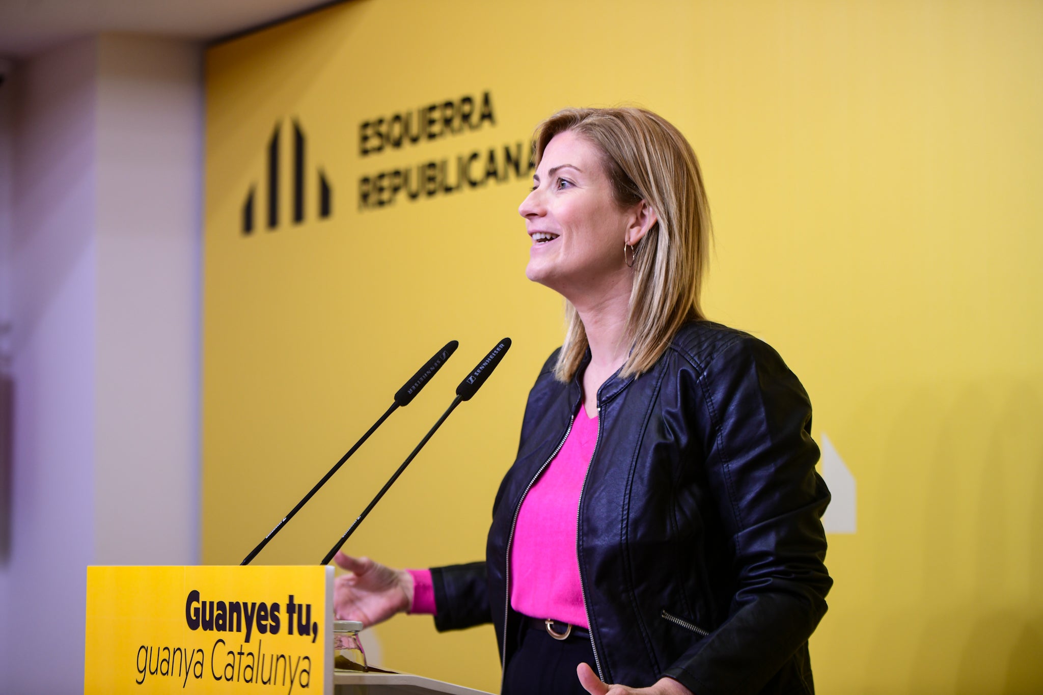 Raquel Sans, en la rueda de prensa de este mediodía semanal de ERC/Marc Puig