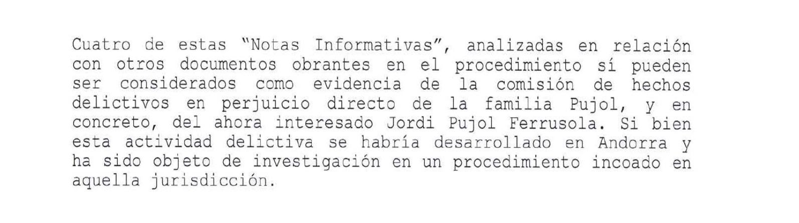 Parto de la interlocutoria del 28 de octubre de Garcia Castellón que admite hechos delictivos contra los Colina