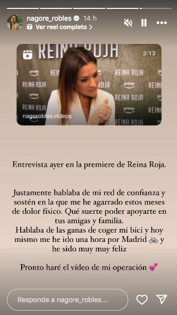 Nagore Robles, contenta ara que es troba millor - Instagram