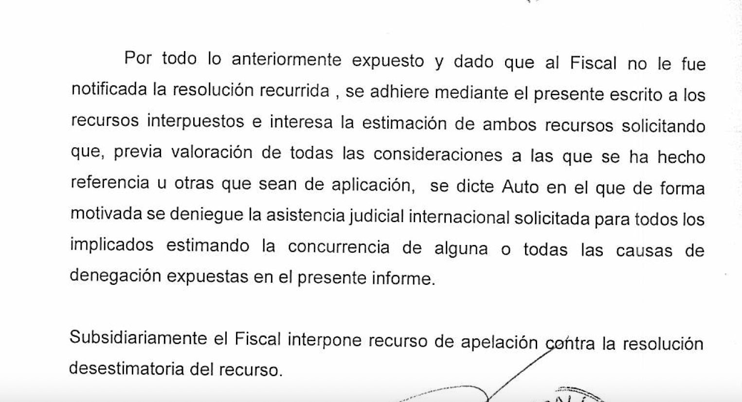 Part final de l'escrit de fiscalia amb què rebutja imputar Rajoy per la querella andorrana/QS