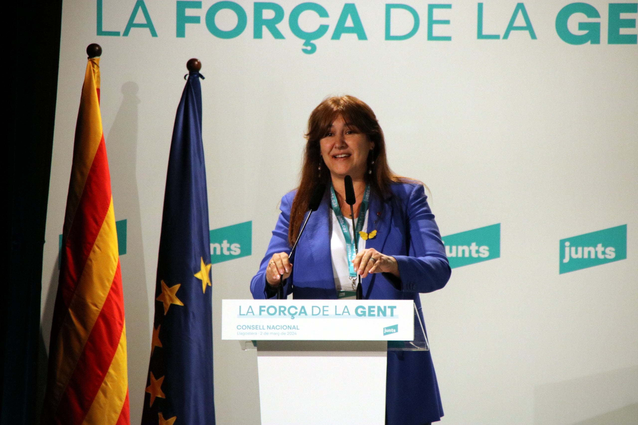 La presidenta de Junts per Catalunya, Laura Borràs, al Consell Nacional del partit a Llagostera / Arxiu, ACN