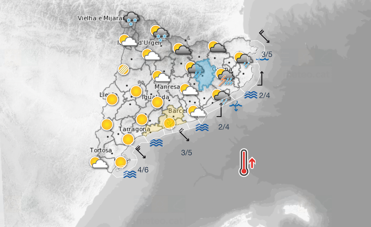 La previsión del tiempo en Cataluña por esta tarde del meteocat / meteocat