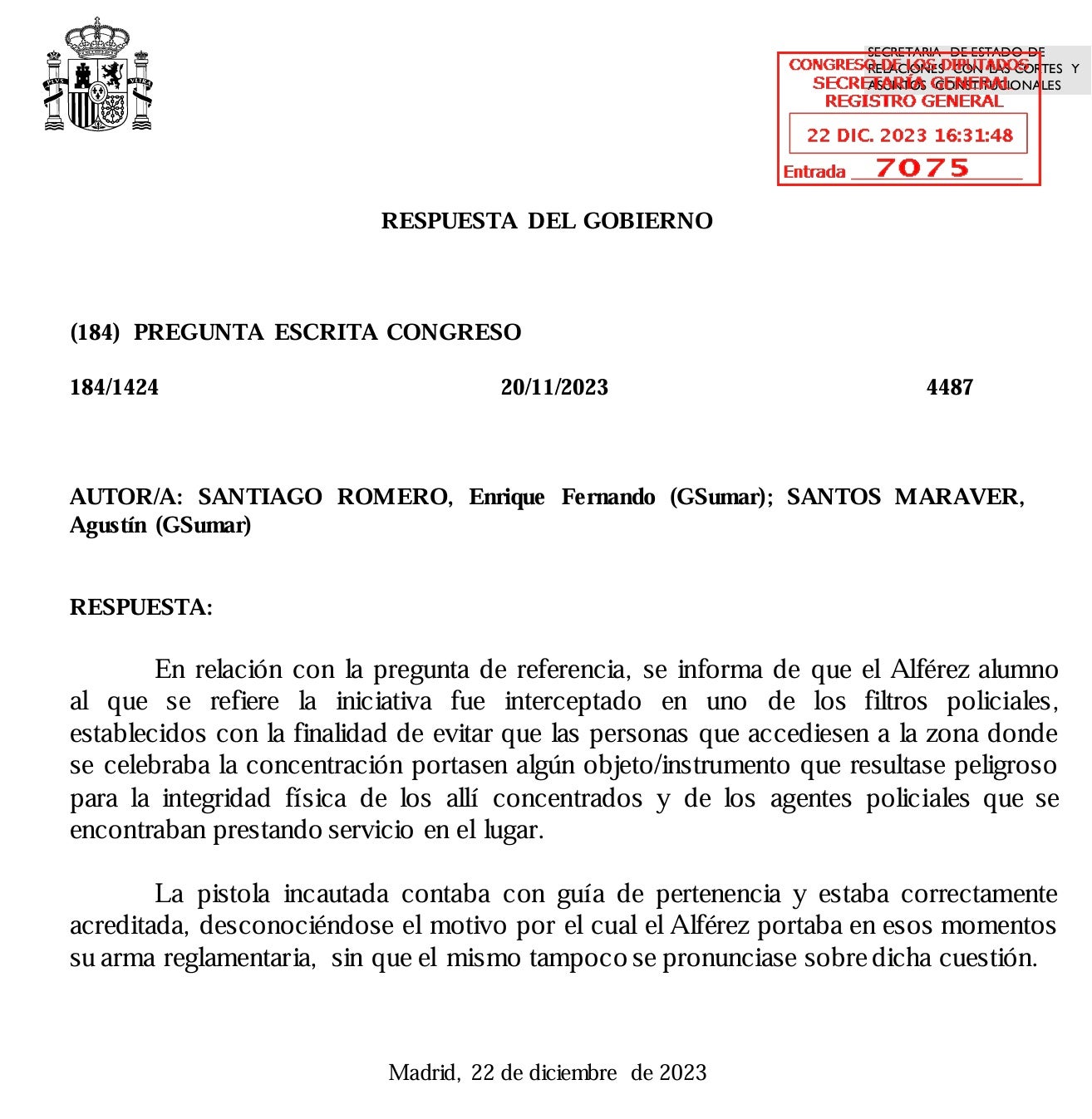 La respuesta de Moncloa a la pistola de Ferraz/QS
