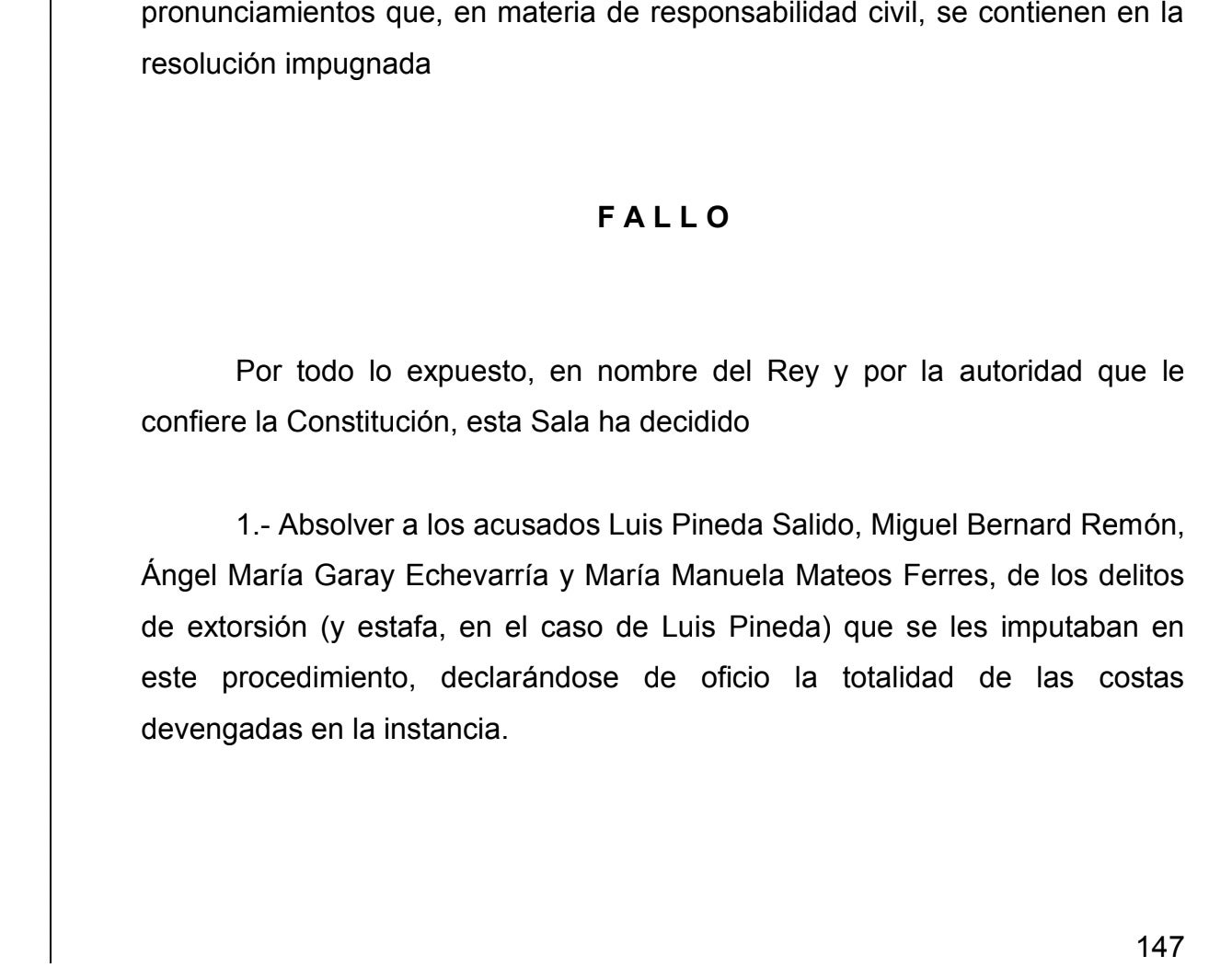 La parte dispositiva de la sentencia del Supremo que absuelto los líderes de Ausbanc y Manos Limpias de un delito de extorsión/QS