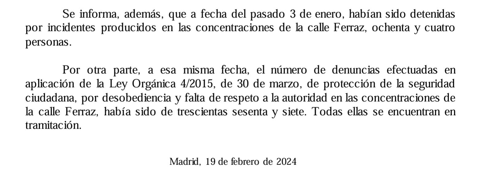 La resposta parlamentària de Marlaska a les detencions de Ferraz/QS