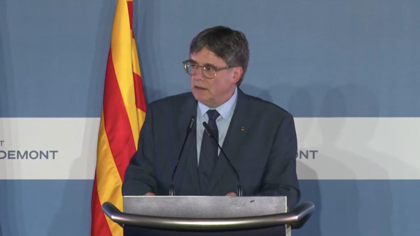 Carles Puigdemont, en la compareixença d'Elna