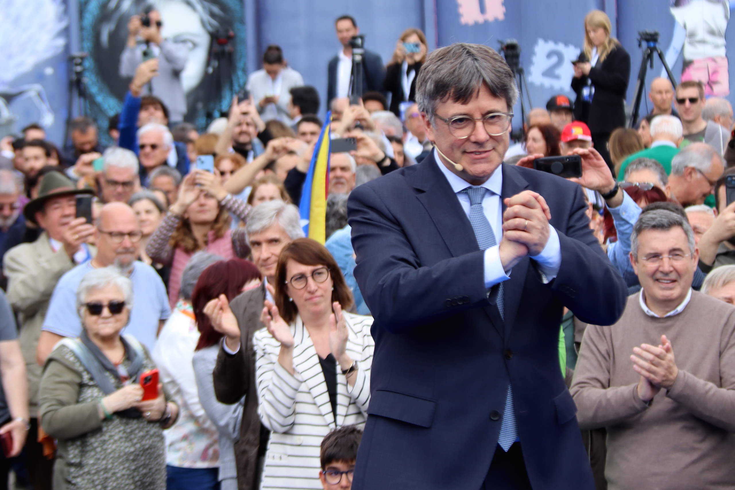 El candidat de Junts a les eleccions del 12-M, Carles Puigdemont, a l'acte públic d'Elna / ACN