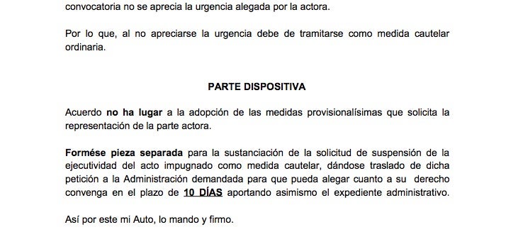 Parte dispositiva de la interlocutoria que para la elección del nuevo mayor/QS