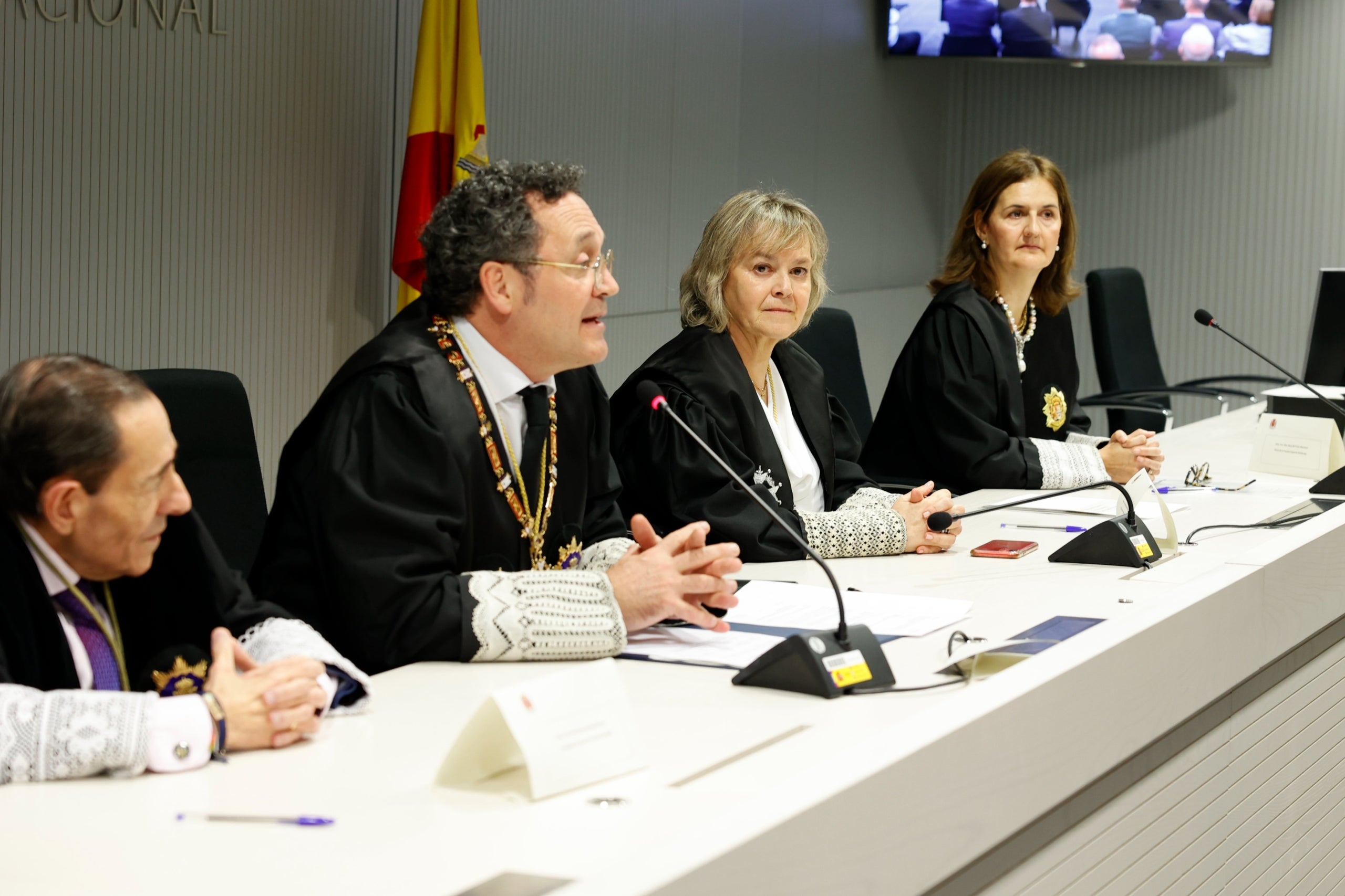 El fiscal general de l'Estat, Álvaro García Ortiz, i el magistrat Félix Guevara en la presa de possessió de la nova fiscal en cap antidroga/MF
