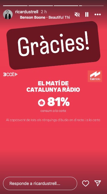 Ricard Ustrell agradece la confiança de los oyentes - Instagram
