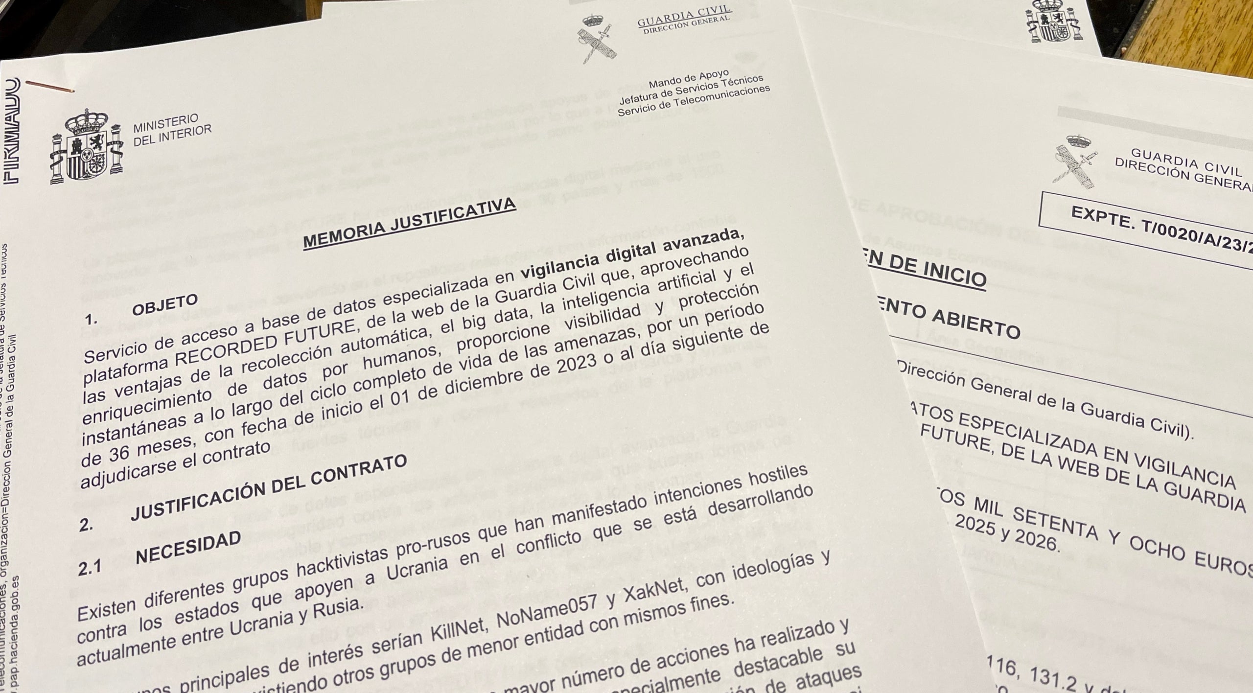 Part de la documentació del programari per defensar-se de la ingerència russa comprat per la Guàrdia Civil/QS