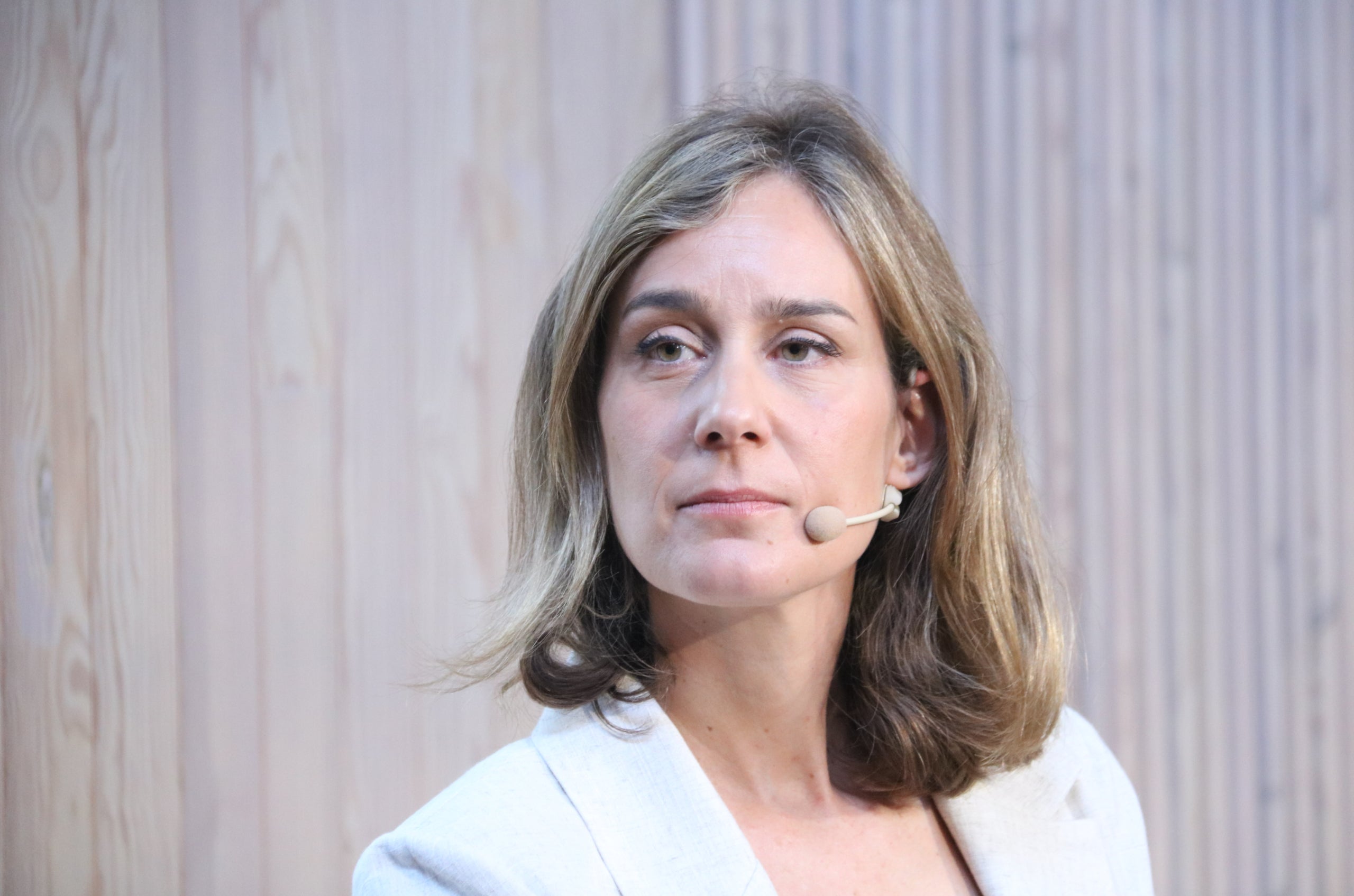 La candidata dels Comuns en la trobada informativa d'aquest matí | Garard Artigas (ACN)