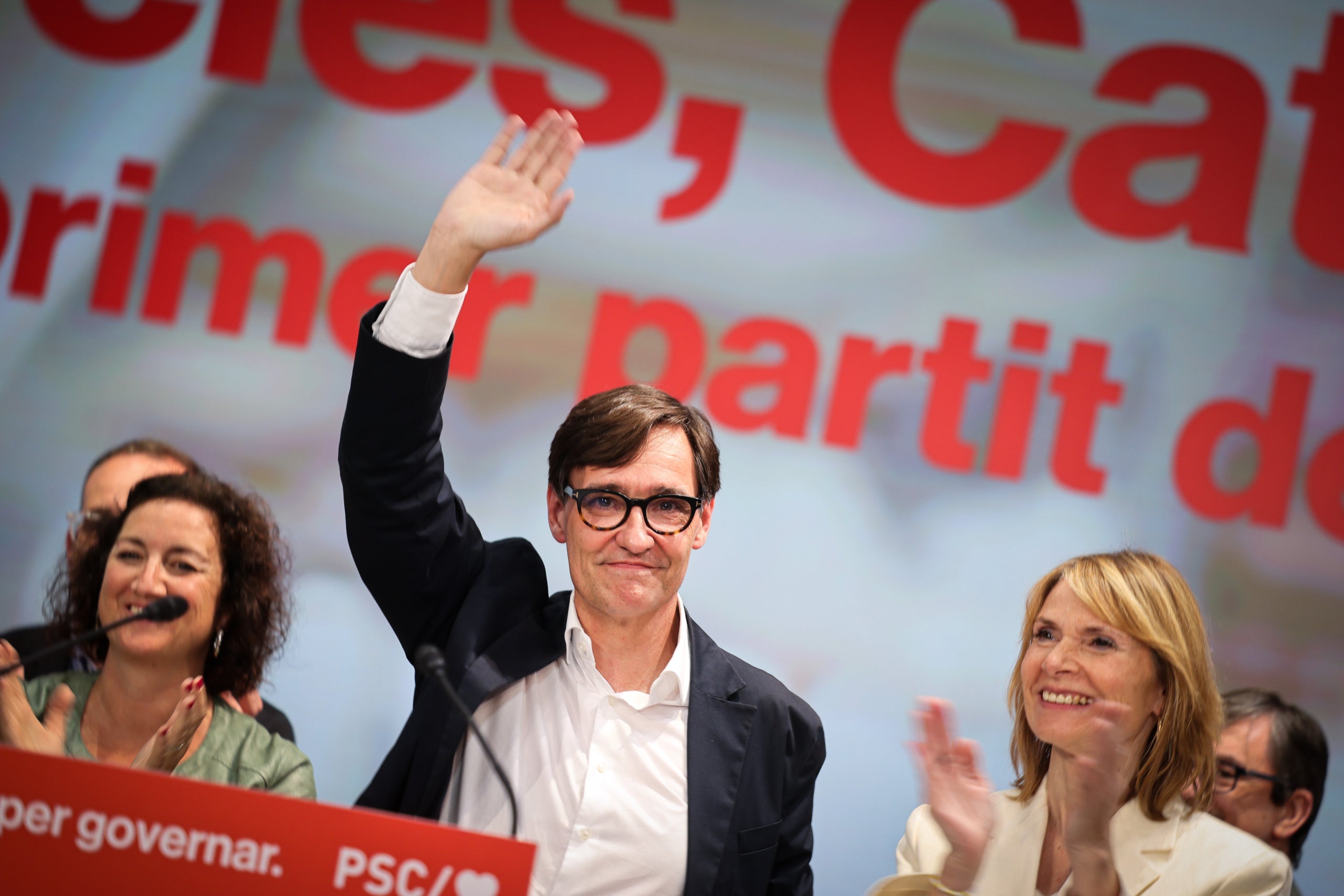 El líder del PSC i guanyador de les eleccions al Parlament del 12-M, Salvador Illa, en la nit electoral / ACN