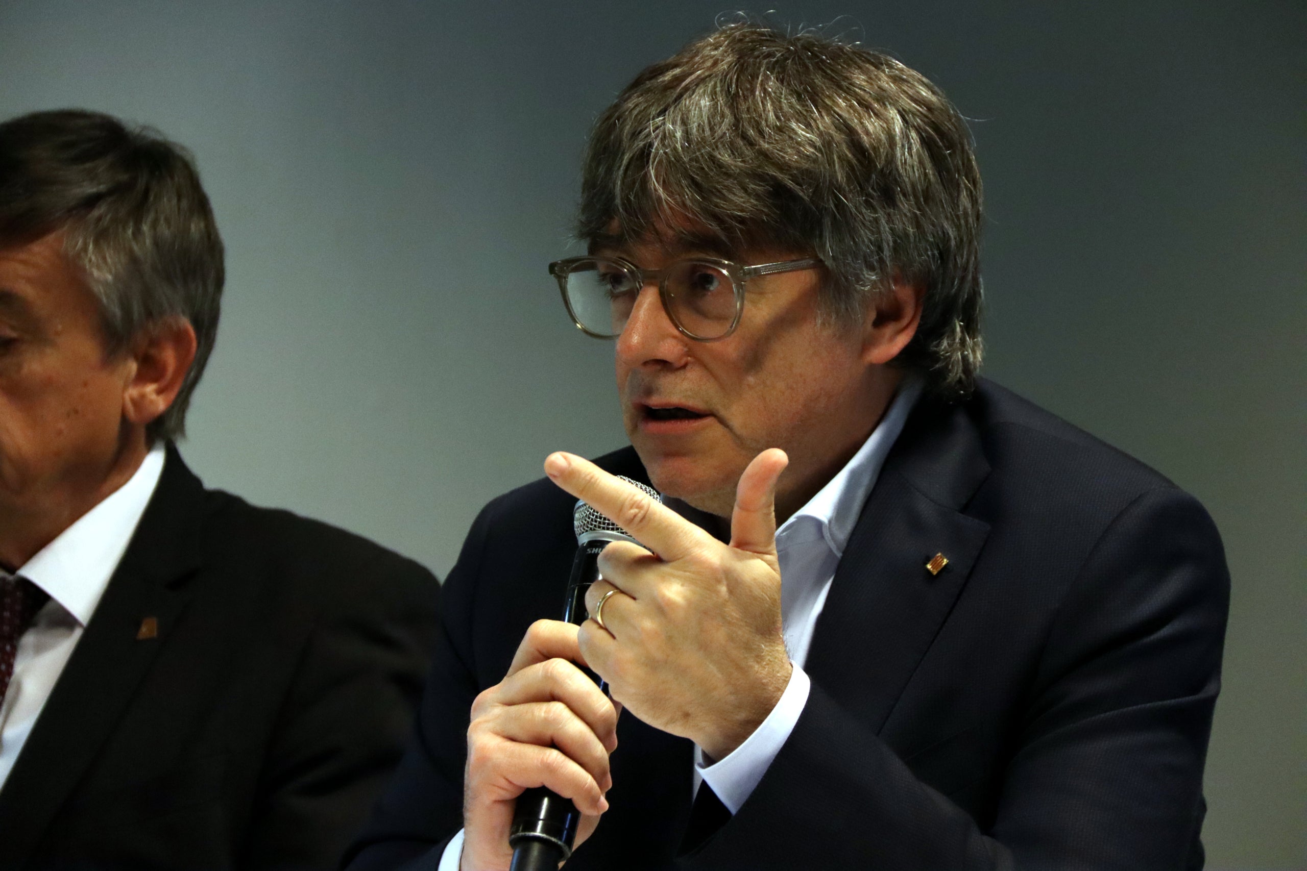 Carles Puigdemont en l'acte celebrat a Lovaina aquest divendres / Natzaret Romero (ACN)